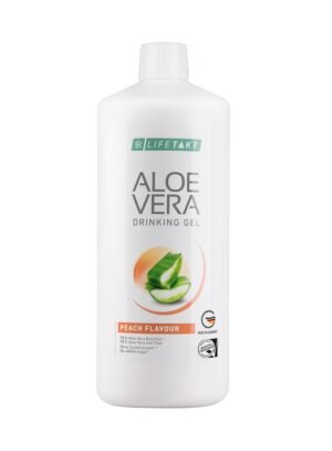 Flacon d'Aloe Vera Drinking Gel pêche, gamme LR LIFETAKT de LR Health & Beauty