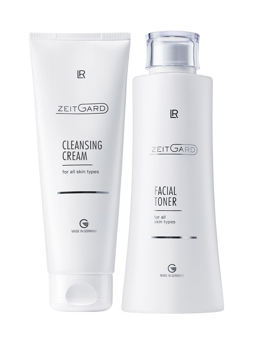 Tube de crème nettoyante et flacon de lotion tonique, gamme LR ZEITGARD de LR Health & Beauty