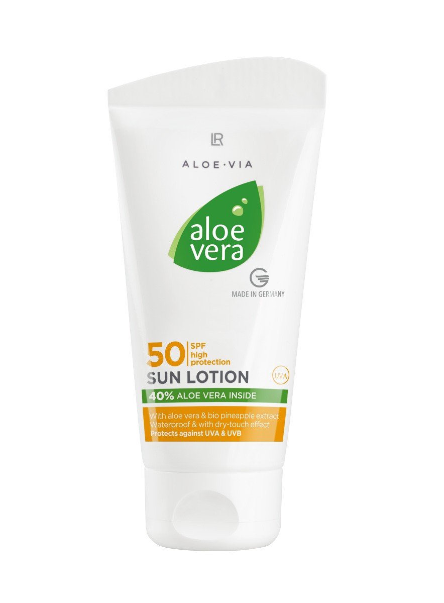 Tube de lotion solaire à l'aloe vera, gamme LR ALOE VIA de LR Health & Beauty