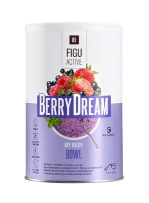 Boîte cylindrique blanche de Berry Dream Bowl avec baies, gamme LR FIGUACTIVE de LR Health & Beauty