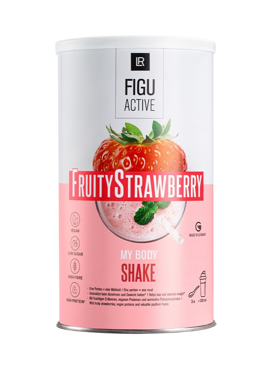 Boîte cylindrique de shake à la fraise, gamme LR FIGUACTIVE de LR Health & Beauty