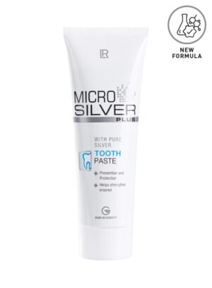 Tube de crème dentifrice blanc avec logo LR, gamme LR MICROSILVER PLUS de LR Health & Beauty