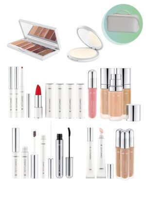Coffret de maquillage complet avec palettes, poudres, rouges à lèvres et flacons, gamme LR ZEITGARD de LR Health & Beauty