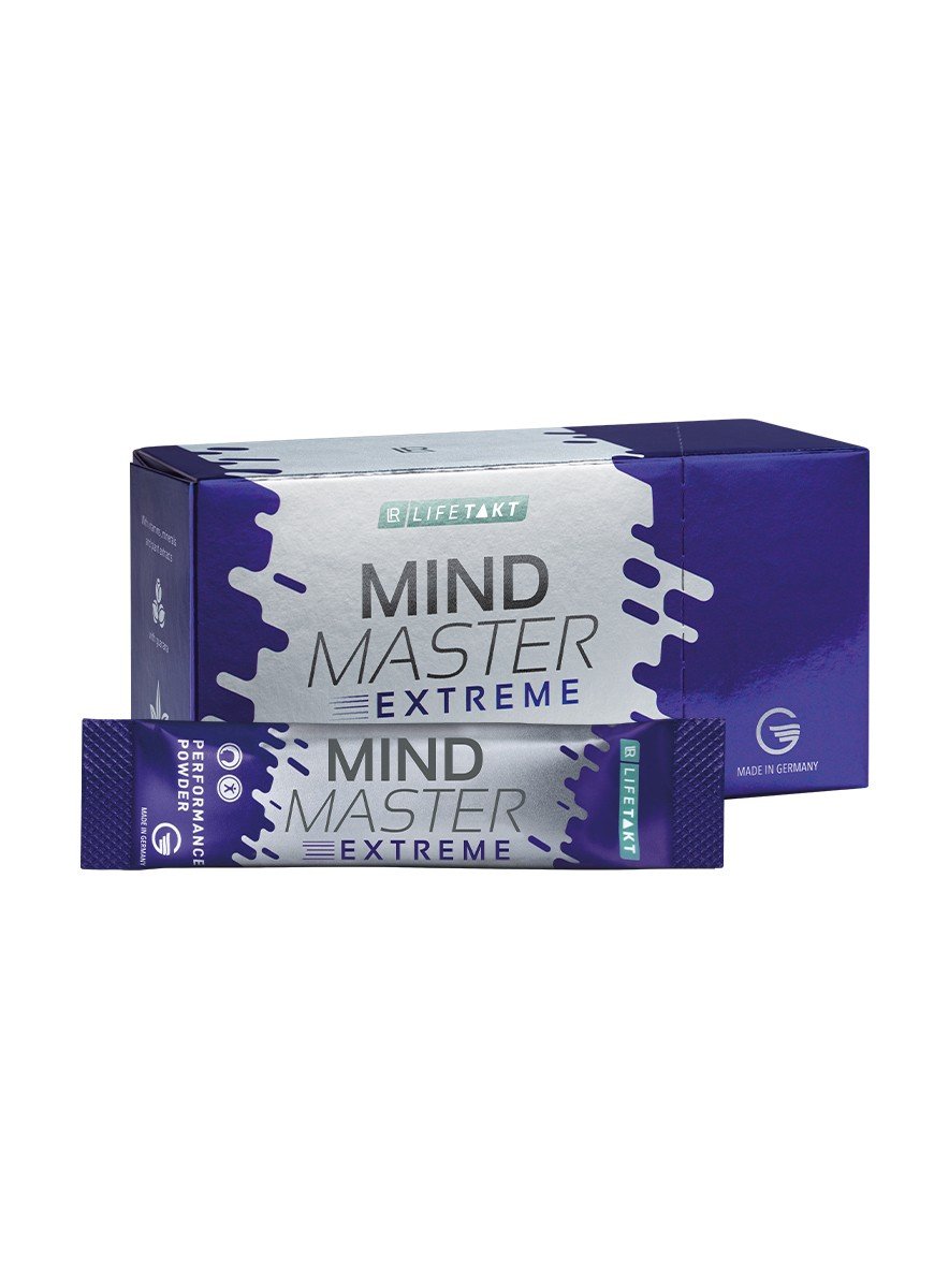 Boîte et sachet de Mind Master Extreme, gamme LR LIFETAKT de LR Health & Beauty