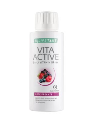 Flacon de boisson vitaminée aux fruits rouges, gamme LR LIFETAKT de LR Health & Beauty